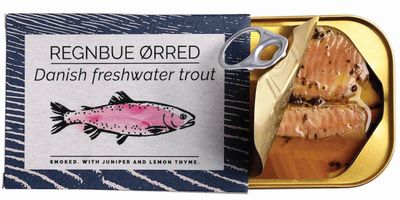 Fangst Regnbue Orred | Tinned Smoked Freshwater Trout with Juniper and Lemon Thyme | 1 x 110g