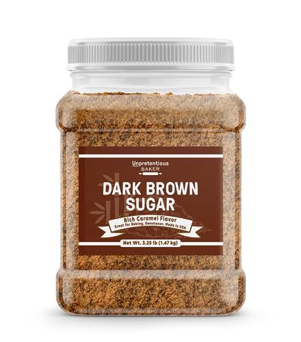 Unpretentious Dark Brown Sugar, Great for Baking, Rich Caramel Flavor, Sweetener (3.25 Pound)