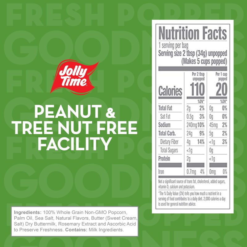 Jolly Time T Healthy Pop Microwave Popcorn, Low Fat Gluten Free Non-GMO (Healthy Pop 100's - Butter &amp; Sea Salt, 1.2 Ounce (Pack of 4))