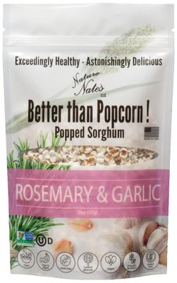 Nature Nates Popped Sorghum, Rosemary &amp; Garlic - Organic, Keto &amp; Gluten Free, Healthy Snacks, Better Than Popcorn, Made in USA - 2 Ounce (Pack of 6)