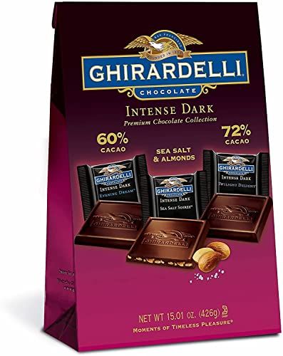Ghirardelli Chocolate Intense Dark Chocolate Variety Bag 15 oz - 60% Cacao Dark Chocolate 72% Cacao Dark Chocolate Sea Salt Almond Dark Chocolate