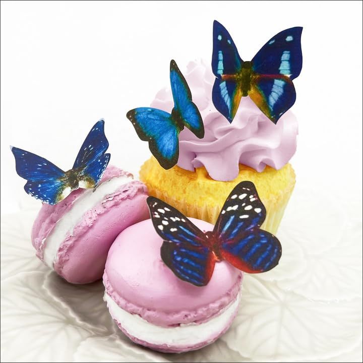 Sugar Robot Inc. Edible Butterflies Small Premium Crafted Made in the USA Cake and Cupcake Toppers, Decoration (Blue)