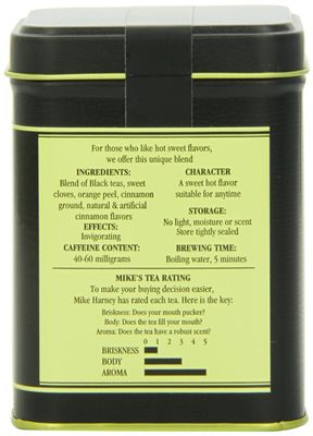 Harney &amp; Sons Hot Cinnamon Spice, Loose Leaf Black tea, 4 Ounce tin