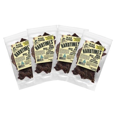 Hardtimes Handcrafted Beef Jerky - Black Pepper Flavor - 4 Pack of 4 oz. Bags