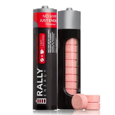 Caffeine Mints by Rally, 60milligram Caffeine, Instant Energy, Fresh Breath Caffeinated Mints, 0 Sugar, Cinnamon Flavor (2 Packs, 20 Mint)