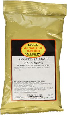 A.C. Legg Old Plantation Smoked Sausage Seasoning (Seasons 25 Pounds), 11 Ounce - with Cure
