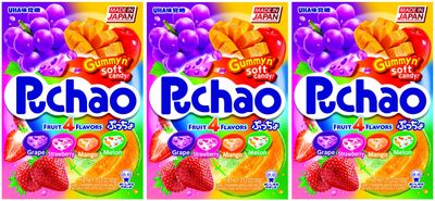Puchao Gummy n&#39; Soft Candy, 4 Fruits Flavors, 3.53 Ounces, Pack of 3