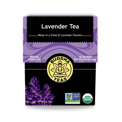 Buddha Teas Organic Lavender Tea - OU Kosher, USDA Organic, CCOF Organic, 18 Bleach-Free Tea Bags