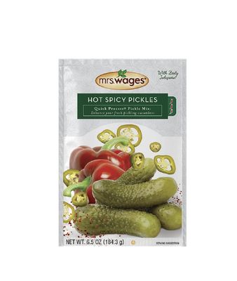 Mrs. Wages Hot Spicy Pickles Quick Process Mix, Simple-To-Use, Flavorful Spice, Easy Way to Make Pickles, Zesty Jalapeno Pepper Flavor, Great Snack, 6.5 oz Packet (Value Pack of 12)