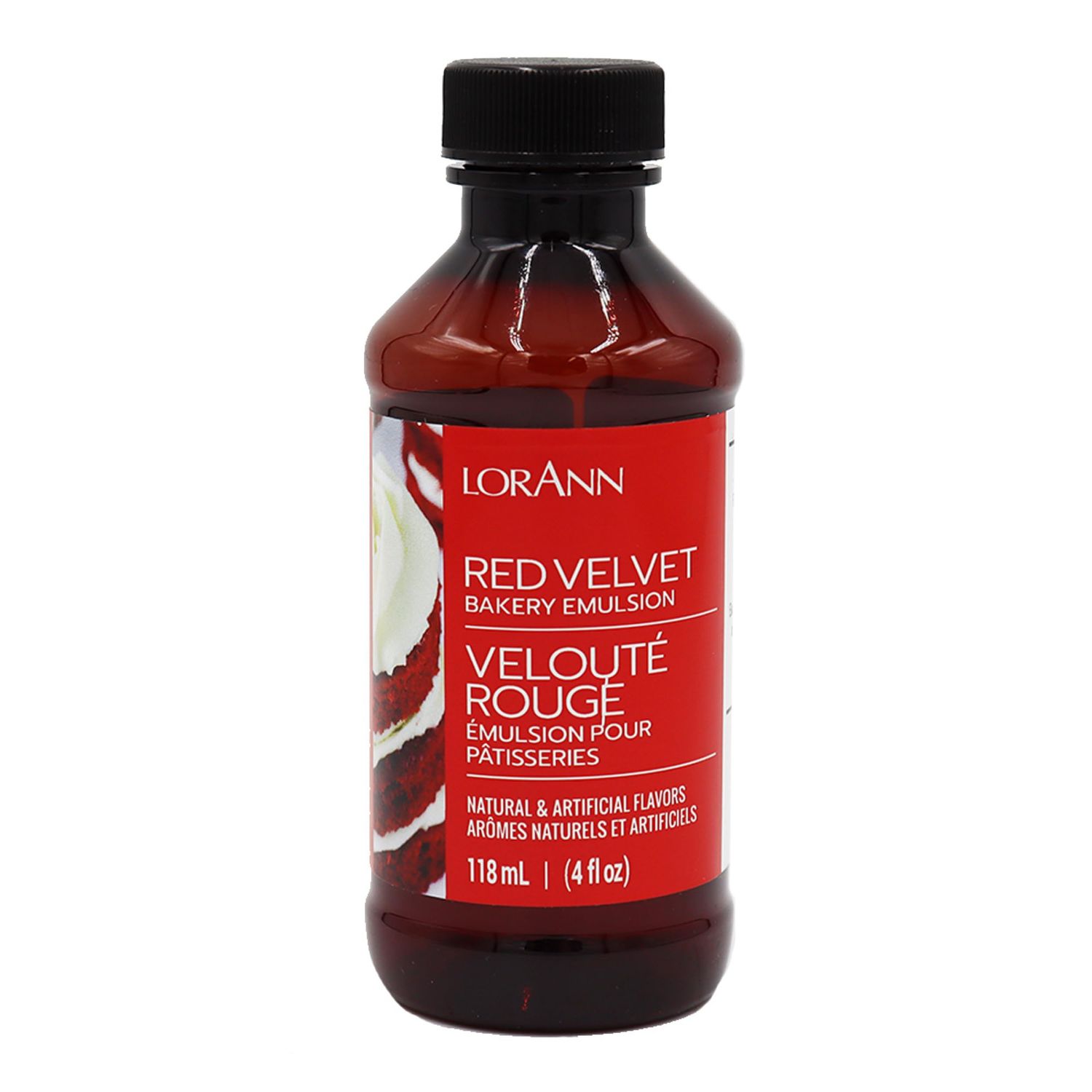 LorAnn Red Velvet Bakery Emulsion, 4 oz - Intense Red Velvet Cake Flavor Extract for Baking, Candy Making, Icings &amp; Desserts, Vegan &amp; Gluten Free