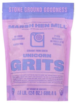MARSH HEN MILL Unicorn Organic Grits - Heirloom Stone Ground Grits | Creamy Old Fashioned | Gluten Free &amp; Instant for Quick Meals | No Additives, Pure All Natural Corn | 24 oz Pack