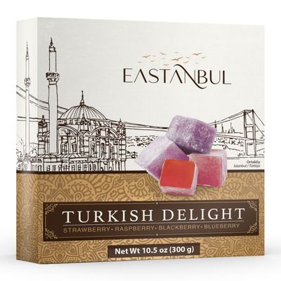 Eastanbul Turkish Delight 10.5oz, Turkish Delights Candy Assorted Strawberry, Blackberry, Raspberry &amp; Blueberry Flavor Lokum, Mother&#39;s Day Gift