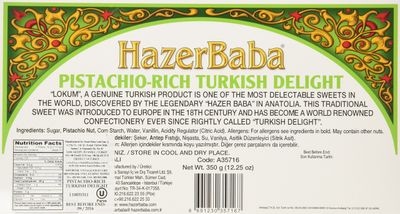 Hazer Baba Turkish Delight Double Roasted Pistachio-rich 350 g (12.25 oz) by Hazer Baba [Foods]