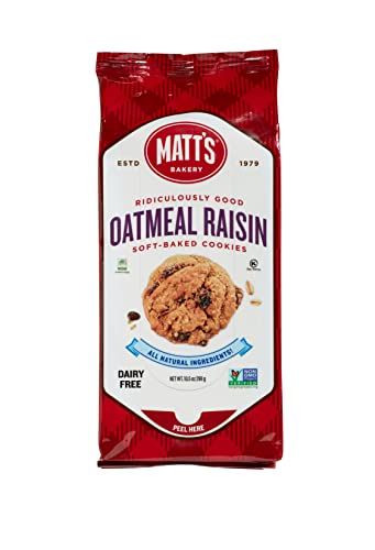 Matt's Bakery | Oatmeal Raisin Cookies | Soft-Baked, Non-GMO, All-Natural Ingredients; Single Pack of Cookies (10.5oz)