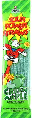 Sour Power Candy Straws, Green Apple, 1.75 oz (Pack of 24)