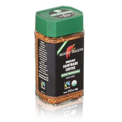 Mount Hagen 3.53oz Organic Freeze Dried Instant Decaf Coffee | Eco-friendly, Fairtrade Decaf Coffee Made From Organic Medium Roast Arabica Beans [3.53oz Jar]