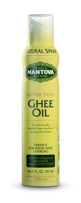 Mantova Ghee Butter Spray with Olive Oil and Avocado Oil - High in Naturally Balanced Omega Fatty Acids, Perfect for High-Heat Cooking, Baking, and Grilling, 5 Fl Oz Non-Aerosol Spray Bottle