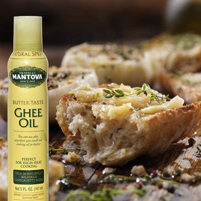 Mantova Ghee Butter Spray with Olive Oil and Avocado Oil - High in Naturally Balanced Omega Fatty Acids, Perfect for High-Heat Cooking, Baking, and Grilling, 5 Fl Oz Non-Aerosol Spray Bottle