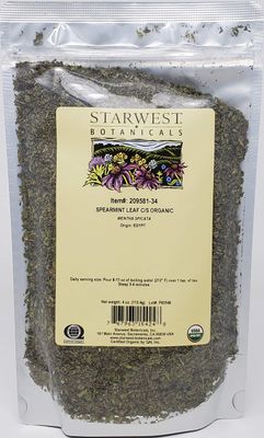 Starwest Botanicals Organic Spearmint Leaf Cut &amp; Sifted (Egypt), 4 Ounces