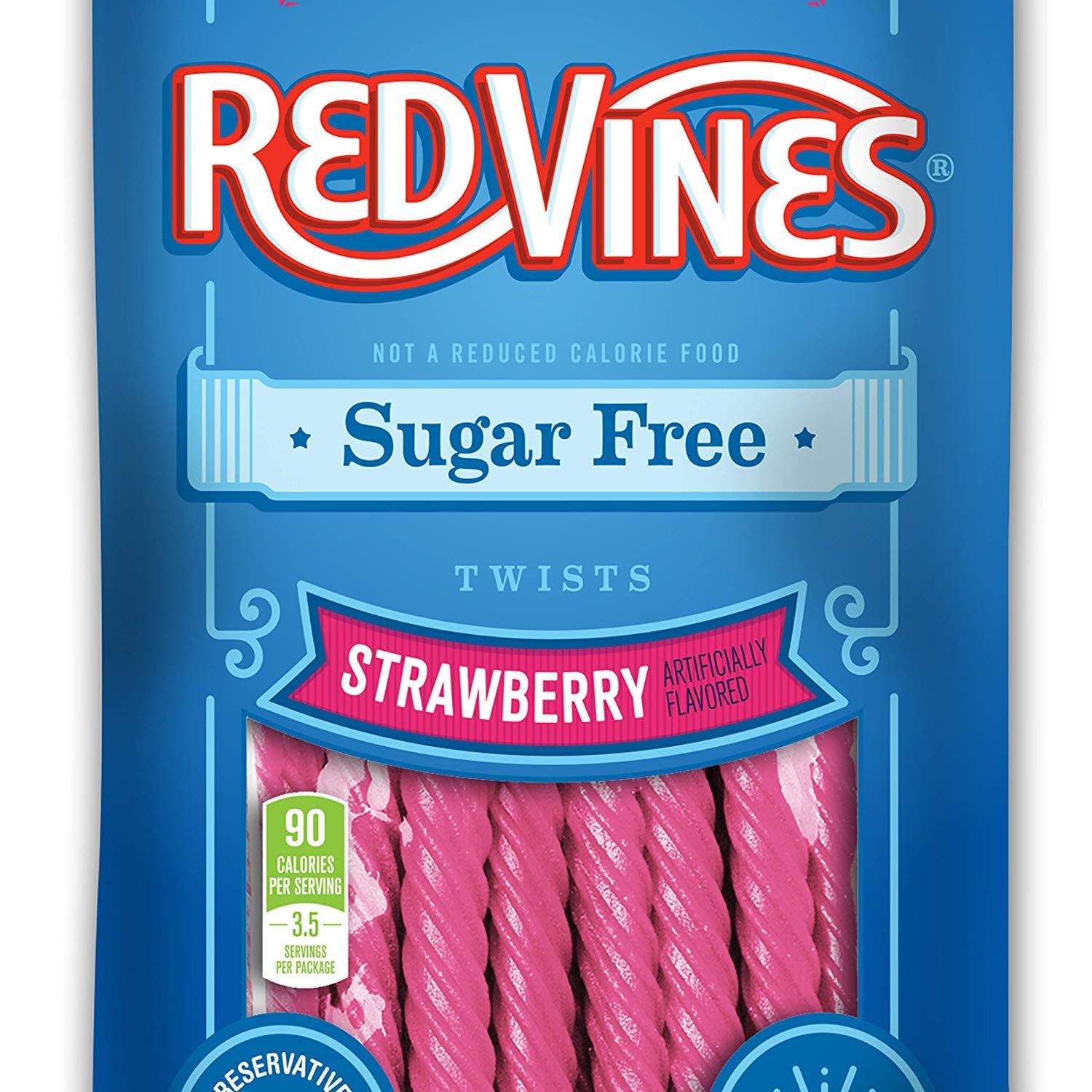 Red Vines Sugar Free Licorice, Strawberry Flavor, Soft &amp; Chewy Candy Twists, 5oz Bags (12 Pack)