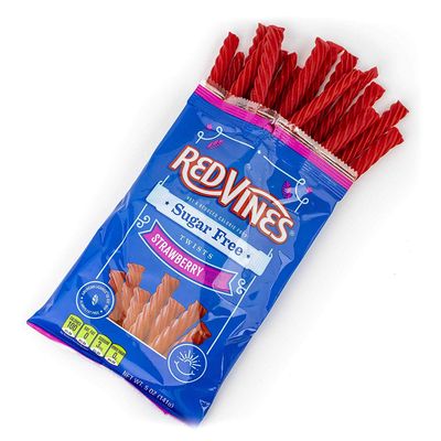 Red Vines Sugar Free Licorice, Strawberry Flavor, Soft &amp; Chewy Candy Twists, 5oz Bags (12 Pack)