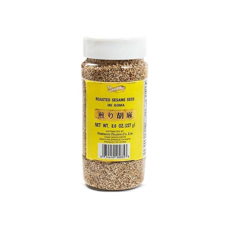 Shirakiku Roasted Sesame Seeds (IRI GOMA) | Perfect for Salad, Sushi, and Noodles Topping | Toasted Sesame Seeds with an Enticing Aroma, Flavor, and Crunch, 8 Oz - (Pack of 1)