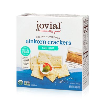 Jovial Organic Sourdough Einkorn Sea Salt Crackers - Sourdough Crackers, Crackers for Cheese Platter, Made with Einkorn, USDA Organic, Non-GMO - 4.5 Oz, 1 Pack