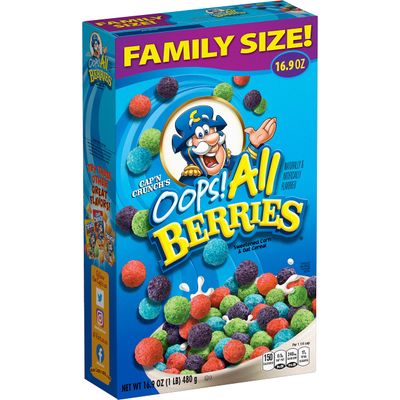 Cap&#39;n Crunch Cereal, Oops All Berries, 16.9oz Box (Packaging May Vary)