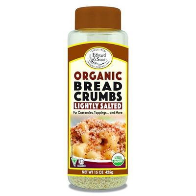 Edward &amp; Son&#39;s Organic Lightly Salted Breadcrumbs - Perfect for Coating, Low Sodium Breadcrumbs, Wheat Flour, USDA Organic - 15 Oz (Pack of 6)