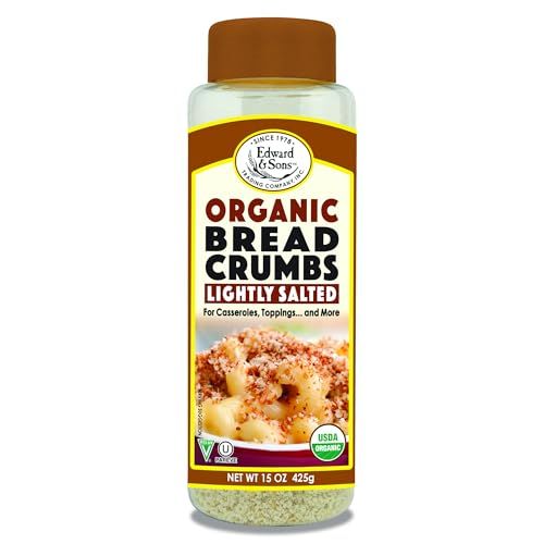 Edward &amp; Son's Organic Lightly Salted Breadcrumbs - Perfect for Coating, Low Sodium Breadcrumbs, Wheat Flour, USDA Organic - 15 Oz (Pack of 6)