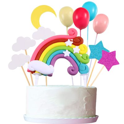 15 Pieces Rainbow Cake Decorations Rainbow Cake Toppers for Birthday Decorations Wedding Party Favors Supplies