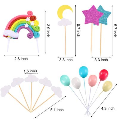 15 Pieces Rainbow Cake Decorations Rainbow Cake Toppers for Birthday Decorations Wedding Party Favors Supplies