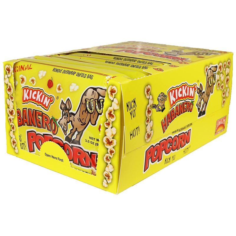 ASS KICKIN' Habanero Microwave Popcorn Bags - 6 Pack - Ultimate Spicy Popcorn Gourmet Gift - Makes a Great Movie Theater Popcorn or Snack Food for Movie Night