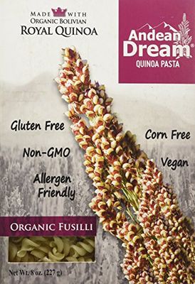 Organic Quinoa Pasta Fusilli Gluten Free Andean Dream 8 oz Box