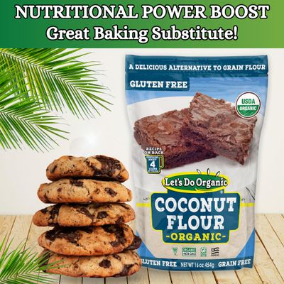 Let's Do Organic Coconut Flour For Baking, Wheat Flour Alternative, High in Fiber & Protein, Gluten Free, Non-GMO Project Verified, USDA Organic 16 Oz (Pack of 6)