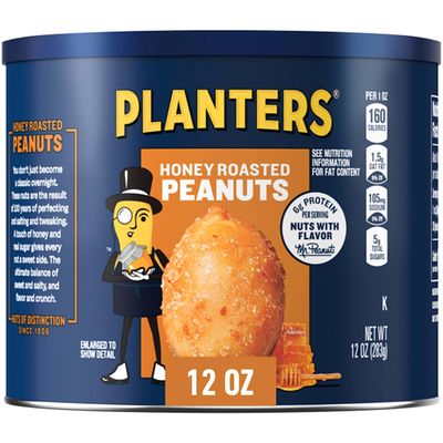 Planters Dry Roasted Peanuts, Honey Roasted, 12 Ounce (Pack of 12)