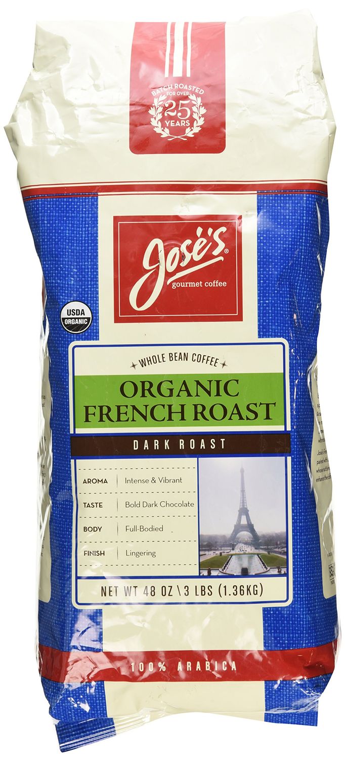 Jose&#39;s Gourmet Coffee Organic French Roast Whole Bean Coffee 3 Lbs/ 48 Oz