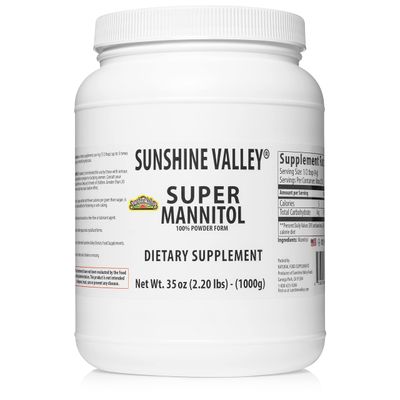 Sunshine Valley Super Mannitol Powder, Natural &amp; Healthy Artificial Sweetener, Ultra-Pure Sugar Substitute, 100% Gluten-free, Low Glycemic Dietary Supplement For Men &amp; Women (35 Fl oz)