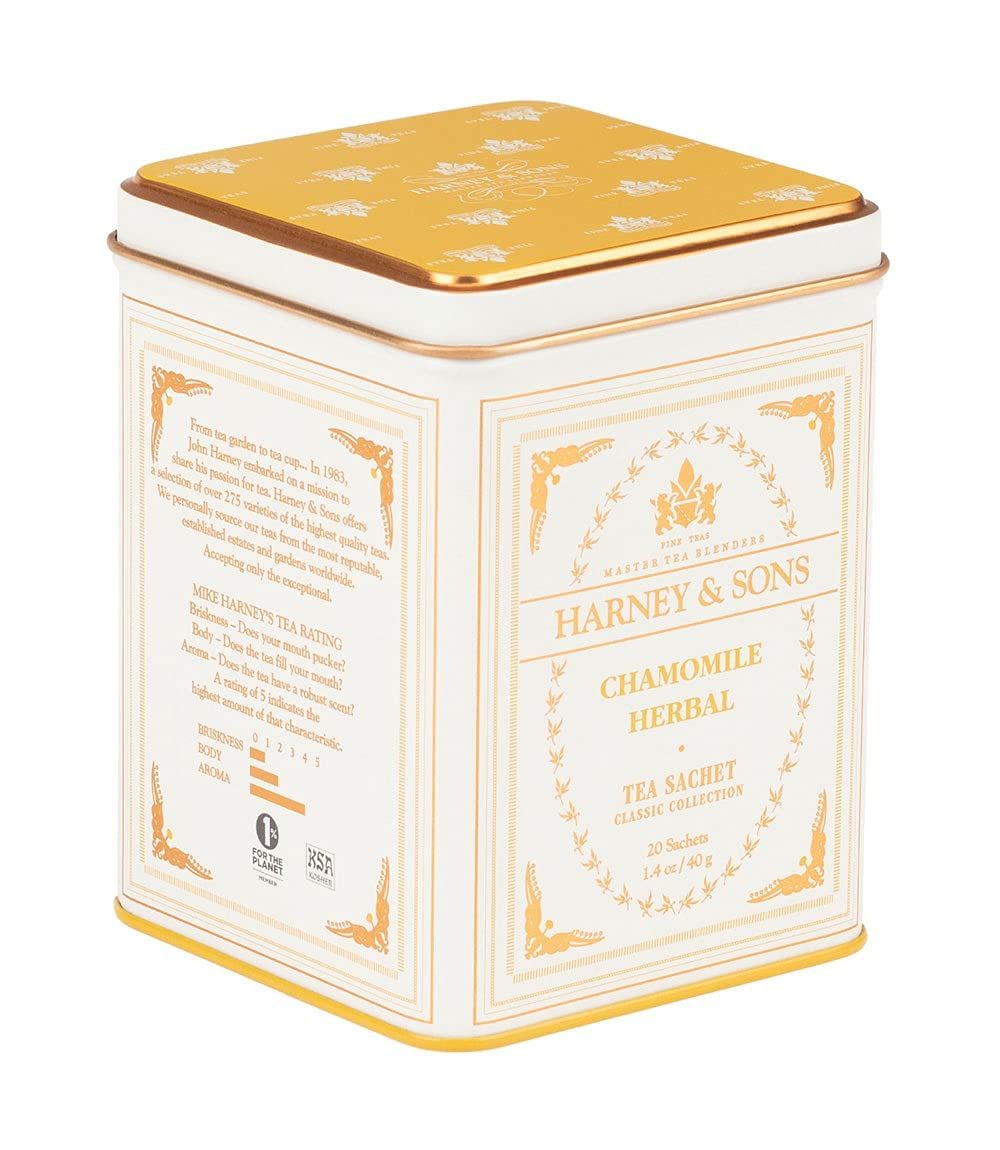 Harney &amp; Sons Chamomile Herbal Tea, Classic Tin, 20 Sachets, white