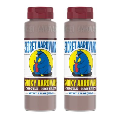 Secret Aardvark Smoky Chipotle Hot Sauce - Chipotle Peppers &amp; Roasted Habaneros, Mild Hot Sauce, Non-GMO, Low Sugar, Low Carb, Hot Sauce &amp; Marinade - 8 fl oz 2 Pack