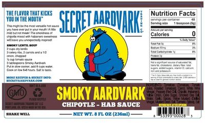 Secret Aardvark Smoky Chipotle Hot Sauce - Chipotle Peppers & Roasted Habaneros, Mild Hot Sauce, Non-GMO, Low Sugar, Low Carb, Hot Sauce & Marinade - 8 fl oz 2 Pack