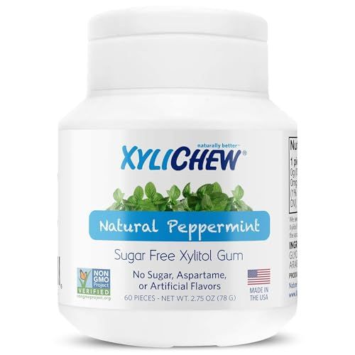 Xylichew - Naturally Better Sugar-Free Chewing Gum, Peppermint - 4 Pack of 60 Pieces (240 Pieces Total)