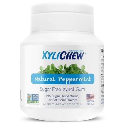 Xylichew - Naturally Better Sugar-Free Chewing Gum, Peppermint - 4 Pack of 60 Pieces (240 Pieces Total)
