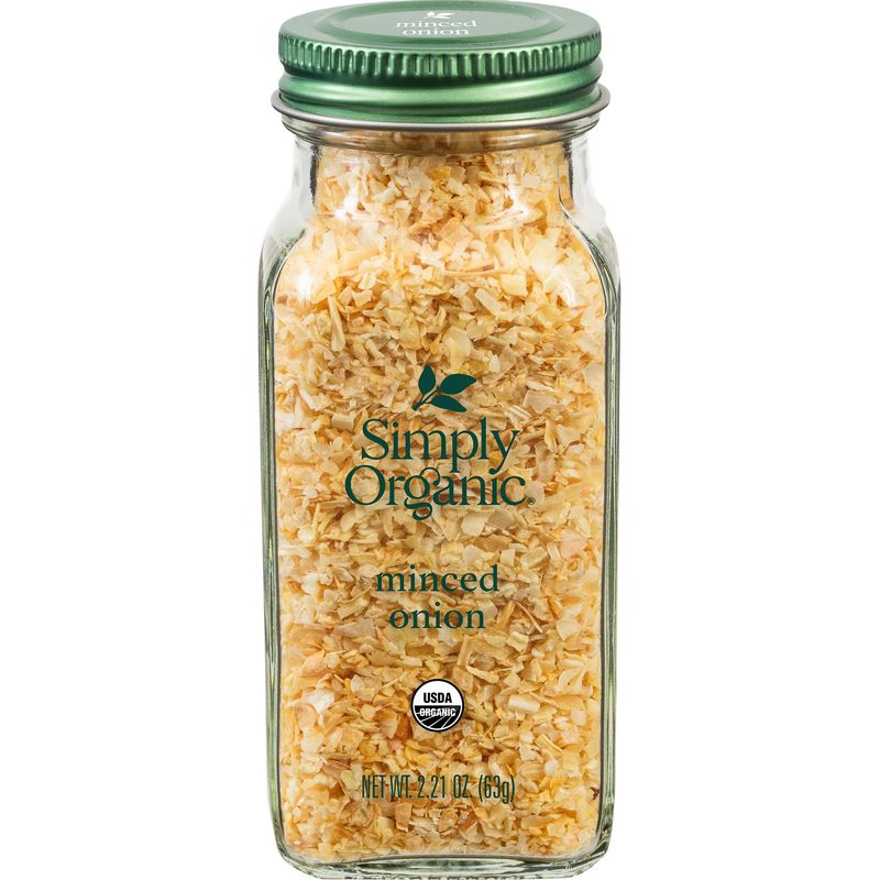 Simply Organic Certified Organic Minced White Onion, 2.21-Ounce Jar, Warm, Sweet, Salty Flavor For Stews &amp; Soups, Kosher