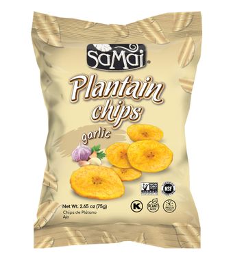 SAMAI Garlic Plantain Chips 2.65oz (Pack of 15) - Gluten Free, All Natural, NON-GMO and Kosher
