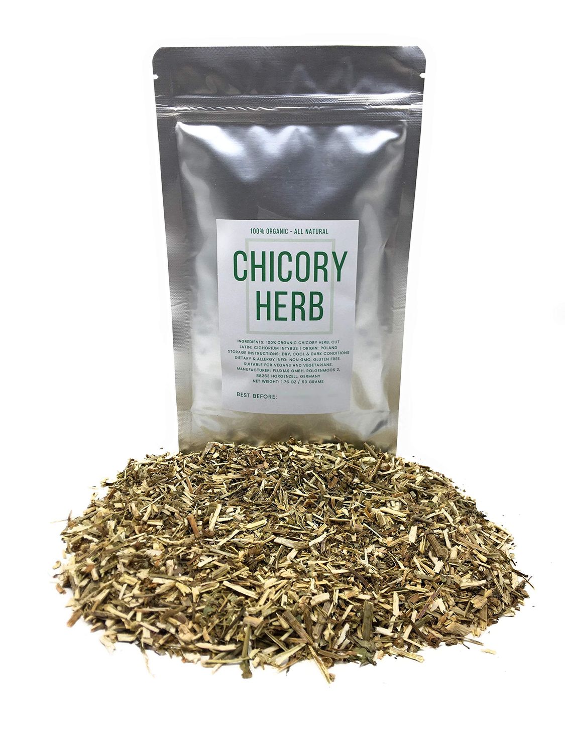 Chicory Herb - Dried, Cut &amp; Natural Cichorium Intybus - Net Weight: 1.76 Oz / 50 Grams