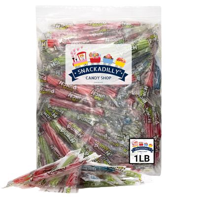 Sour Punch Twists Bulk 1 LB Bag (About 72 pieces) 3 Individually Wrapped Candy, Blue Raspberry, Cherry, Strawberry &amp; Apple flavored Chewy Candies - Packaged by Snackadilly