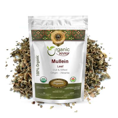 Organic Way Mullein Leaf | Herbal Tea (Verbascum Thapsus) Cut &amp; Sifted - European Wild-Harvest | Organic &amp; Kosher Certified | Non GMO &amp; USDA Certified | Origin - Albania (2 Oz.)