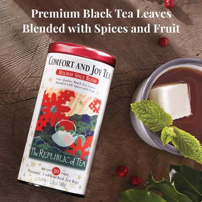 The Republic of Tea - Comfort and Joy Tea, Holiday Spice Blend, 50 Tea Bags, Naturally Caffeinated