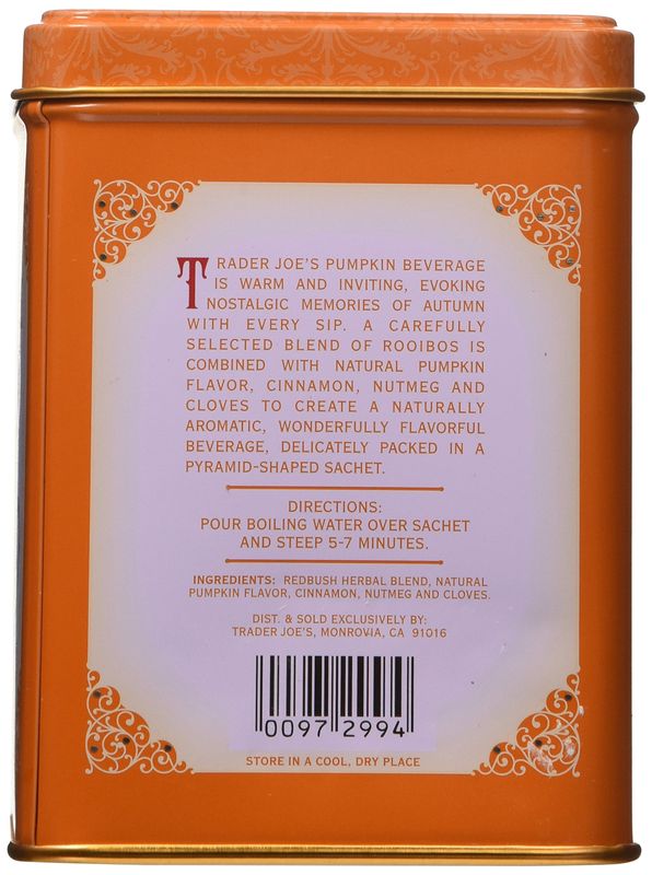 Trader Joe's Pumpkin Spice Rooibos Herbal Blend Beverage 20 sachets